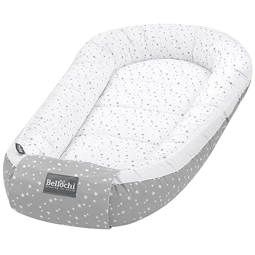 Bellochi Riduttore Lettino per Neonato, Riduttore per Culla - Antisoffoco, 100% Cotone - Cuscino Riduttore, Cocoon a Baby, Baby Nest - 90 x 60 cm - Polaris