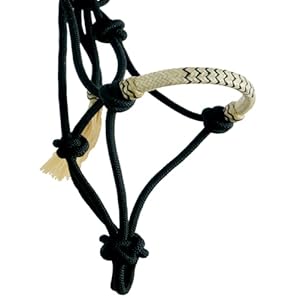 Nylon Rope Horse Stable Tack Nose Band Halter -Braided Without Snap Horse Lead Rope (Without Lead, Black)