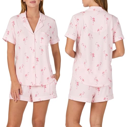 Image of kate spade new york Short Sleeve Brushed Jersey Notch Boxer Pajama Set