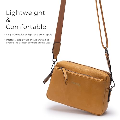 Image of Alldaily Small Triple Zip Crossbody Purse for Women, Vegan Leather Phone Bag with Wide Shoulder Strap