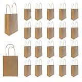 PROJECTS Kleine Braune Papiertüten mit Henkel 20 Stück 21x15x8 cm | Geschenktüten Papier Tüten zum Befüllen Geschenktüte Weihnachten Geburtstag Mitgebsel Tüten | Papiertüten klein braun