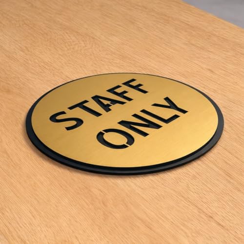 Image of Premium Brush Finish Golden Acrylic Sign Easy to Mount Double Side Tape 6 Inch Signage Self-Adhesive Business Stores Cafe Shop Hospital School Office Hotel (Staff Only)