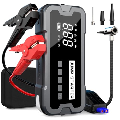 TERLYBAOジャンプスター 電動空気入れ 4000Aピーク電流 (8.0 Lガソリン6.5 Lディーゼル車に適用) 最大気圧150 PSI きゅうそくくうき 4分間のフルフィル12V 車用エンジンスターター モバイルバッテリー機能 ledライト搭載 Q