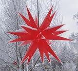GURU SHOP Melchior Outdoor II Rot, Sehr Stabiler 3D Außenstern Ø 60 cm, mit 20 Spitzen, Inkl. 4 m Außenkabel - Melchior rot