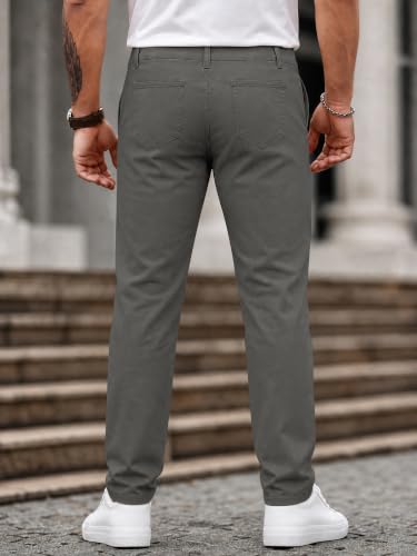 Image of HUNGSON Mens Chinos Dress Pants Slim Fit Stretch Business Casual Golf Work Slacks Trousers