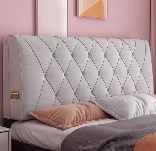 MGEMJMJ Cojín rectangular grande para cabecero de noche, respaldo de forro polar, almohada de lectura, para pared, cuello, lumbar, tapizado, dormitorio, sofá cama (tamaño: 150 cm, color: gris)