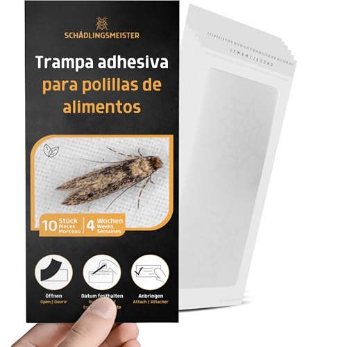 Trampa para polillas de alimentos, juego de ahorro de 10 unidades, tiras adhesivas, para control de necesidades, trampa para polillas de alimentos, remedio contra polillas, papel antipolillas