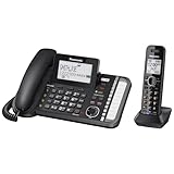 Panasonic 2-Line Corded/Cordless Phone System with 1 Handset - Answering Machine, Link2Cell, 3-Way Conference, Call Block, Long Range DECT 6.0, Bluetooth - KX-TG9581B (Black)