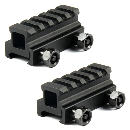 TACFUN 2PCS Picatinny See Through 5 Slots Riser Mount, 0.82 inch Riser for Red Dot Sight & Scope & Optics