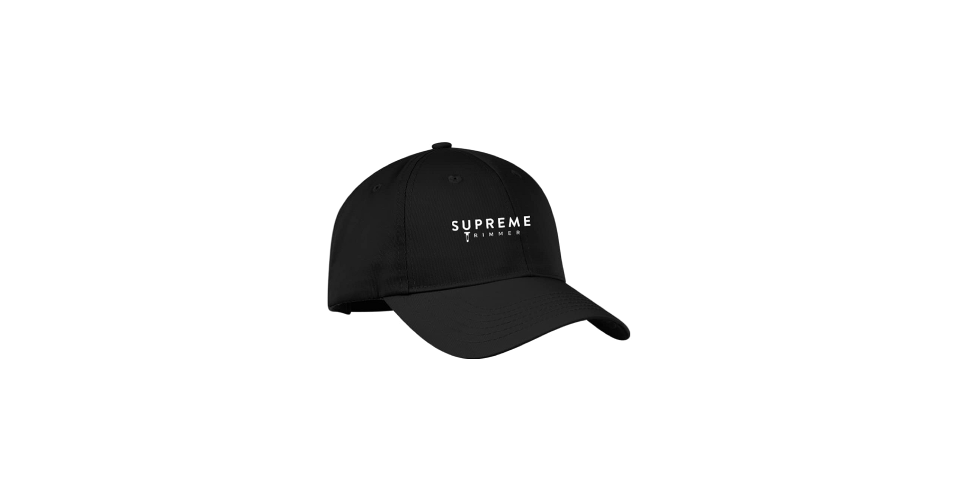 Supreme Trimmer Hat - Black Hat, White Logo Golf/Baseball