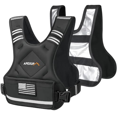 Image of APEXUP Adjustable Weighted Vest, 4-10lb /12-18lb /20-32lb Vest with 6 Ironsand Weights and Large Pocket, Weight Vest for Men Women Strength Training, Running, Walking