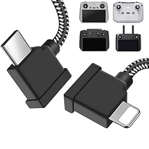 30CM USB C to iOS Remote Controller Cable for DJI Mini 4 Pro, Mavic 3, Mini 2/3 Pro, Air 2S, Mavic Air 2, DJI RC-N1/RC 2 Remote, Drone to Phone 14/13/Tablet Cable 90 Degree OTG Data Lead Accessories