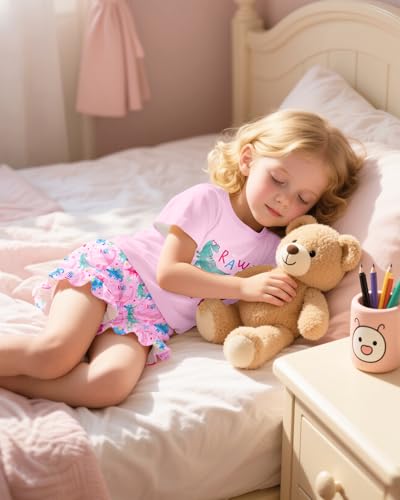 Sylfairy Girls Pajamas Summer Toddler Girl Pajamas Sets Short Sleeve Girls' Cute Sleepwear Pjs Size 3-103