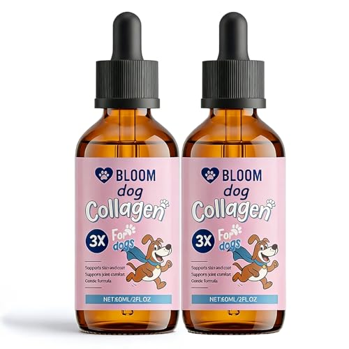 Bloom Collagen for Dogs, Bloom Triple Collagen for Dogs, Gentle Formula, Supports Skin and Coat, Joint Comfort, 60ml (2pcs)