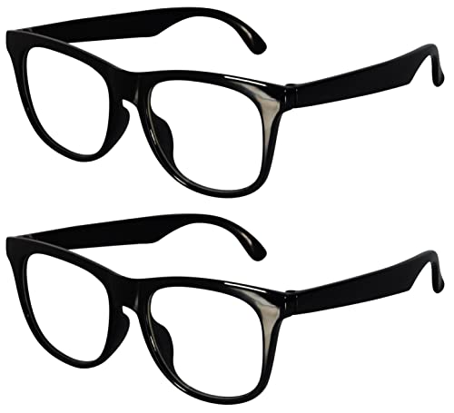 Kd210 Infant Baby Toddlers Age 0~24 Months 80s Hipster Costume Glasses Sunglasses (2-pack Black-clear+Black-clear, UV400)