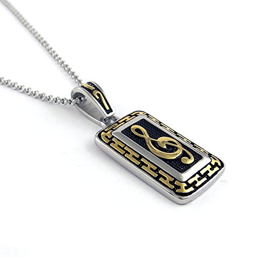 Yeidid International Stainless Steel Musical Note Pendant, complimentary 24 inch rolo Chain