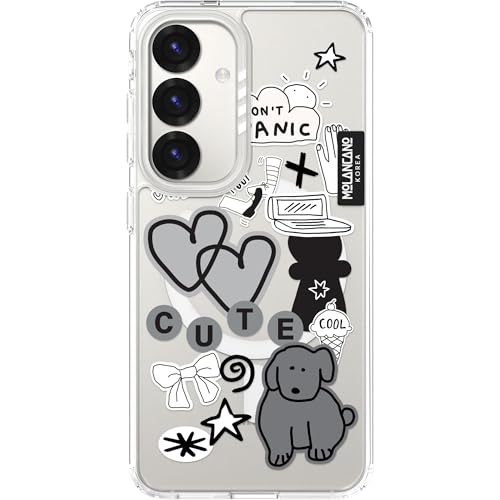 Coque Samsung S25 transparente MagSafe et multicolore avec protection caméra intégrée