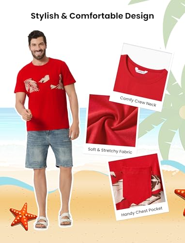 Image of PATPAT Family Matching Outfits Mommy and Me Dresses Hawaiian Tropical Vacation Beach Spaghetti Strap Dress and Shirt