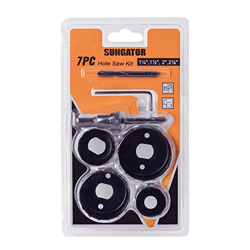 SUNGATOR Hole Saw Set, 7Piece Hole Saw Kit 11/4, 11/2