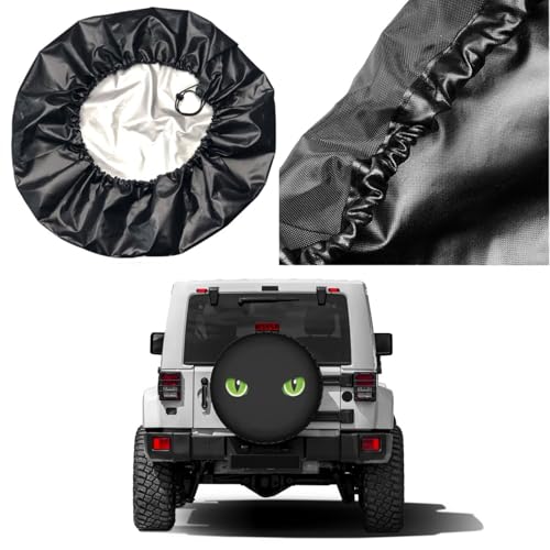 Image of Delerain Spare Tire Cover Black Cat Eye Wheel Covers Waterproof Dust-Proof UV Sun Universal Fit for Trailer RV SUV Truck and Many Vehicle (17 Inch for Diameter 31 inch-33 inch)