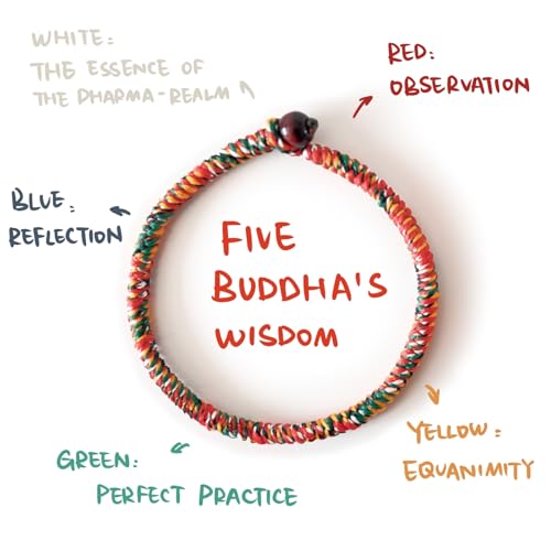 Sacred Tibetan Temple Handmade 5 Buddha Protection Bracelet String and a Talisman, red right hand bracelets for women men, Good Luck rope mens bracelet, Perfect gifts for women men (7.5 inch)2