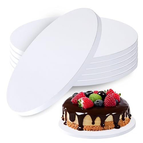 6 Stück Tortenplatte, Tortenunterlage Rund Weiß, Wiederverwendbare Cake Drum, Tortenplatte Pappe 30 cm x 12 mm, Geeignet für 8-11 Inch Kuchen und Desserts (12 Zoll), für Hochzeit, Geburtstag, Party