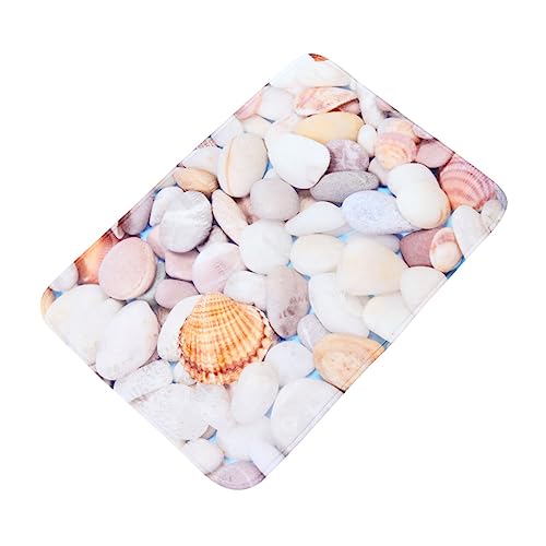 RORPOIR Beach Theme Non- Floor Mat Doormat for Bathroom Kitchen Living Room Washable Skid Rug Shells Stones Design for Use