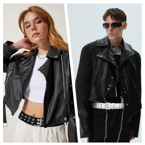 2 Pcs Black White Star Belt Y2k Punk Rock Belt with Grommet Gothic Belts for Women Men2