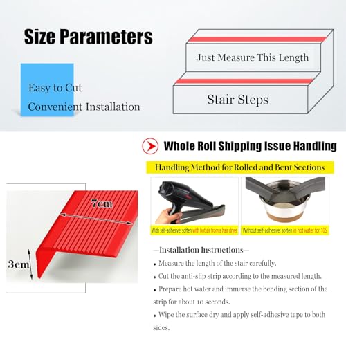 Borde de escalón de goma rosso protector autoadhesivo de pvc de 3m para escaleras 6