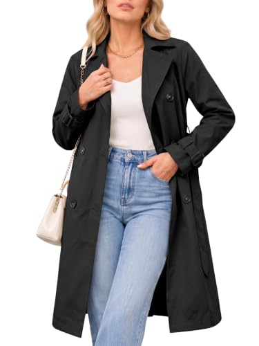 Steve Madden Women's Long Oversized Lapel Trench Coat, Fall Trench Jacket