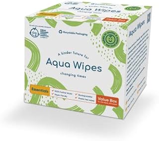 NEW Aqua Wipes Essentials Baby Wipes - Vegan, Biodegradable Wipes with 99.3% purified water (Carton - 12 packs)