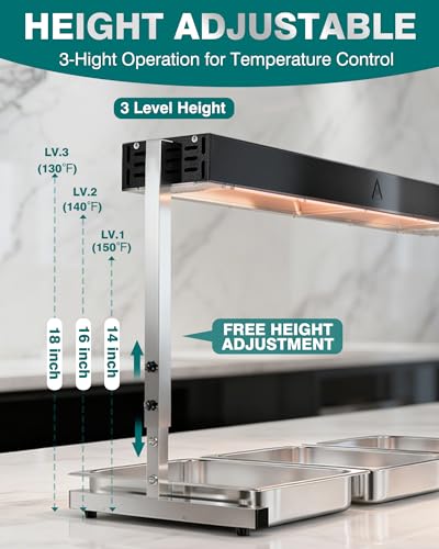 WantJoin Food Heat Lamp 36\'\' - 1050W Commercial Food Warmer Lamp Overhead Hanging & Standing Electric Strip Heating Lamps for Buffet Catering Restaurant Parties, Black
