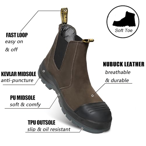 Men's Slip on Soft/Composite Toe Slip Resistant Waterproof Puncture-proof Work Boots3