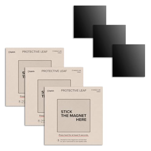 Displate Kit de support mural magnétique pour accrocher des tableaux, lot de 3 aimants muraux à décoller et coller avec adhésif amovible sécurisé –...