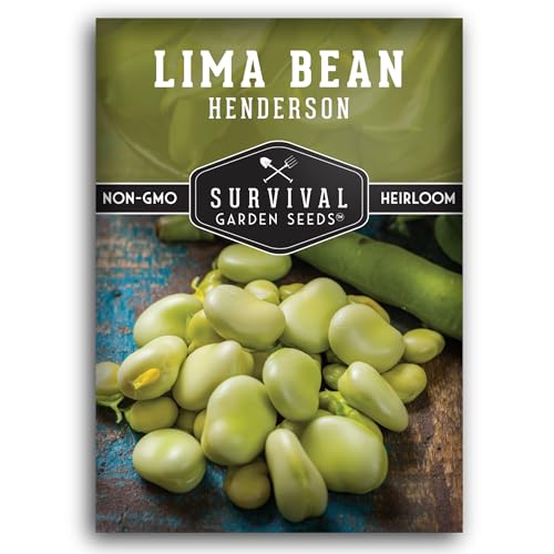 Lima Bean Seeds for Planting – Henderson Butter Bean Seeds for Gardens & Classroom Science Projects, Easy to Grow Non-GMO Heirloom Variety - Survival Garden Seeds (1 Pack)