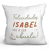  Mugffins Personnalisable: Coussins/Oreillers avec Rembourrage pour Grand-MÈRE/Mamie - 40x40 cm - en Espagnol - Cadeau Personnalisable- Vas a ser Abuela