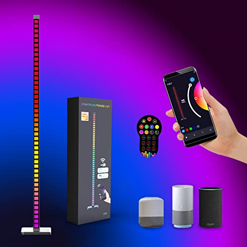 RGB Rhythmus Standleuchte LED Dimmbar Smart Stehlampe funktioniert mit Alexa und Google Assistant, Ecklampe Wohnzimmer Gaming Deko Lampe, App/Fernbedienung Steuerung, Musikmodi, DIY-Modus Cover