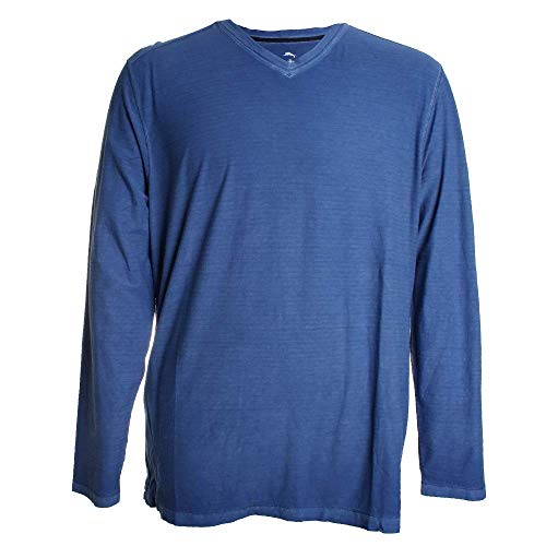 Tommy Bahama Men's Cirrus Coast Classic Fit Long Sleeve V-Neck T-Shirt, Coal, Large (Dockside Blue, X-Large)