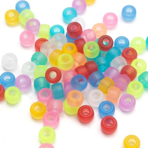 Image of Gxueshan 1000 Pcs Acrylic Plastic Candy Color Pony Kandi Pens Hair Beads 6x9mm for Friendship Bracelet Necklace Jewelry Making Braiding Kit Bulk