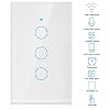 Smart Light Switch, Switch Single Circle Compatible with Timing Function, 3-Way AC 100-250V (US)(White)