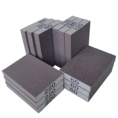 12 Pack Sanding Sponge Kit - 60 80 120 220 Grit Washable And Reusable Sanding Block, Sander Sponges For Drywall Metal, Sandpaper Sponge Sanding Blocks For Wood #TOP14