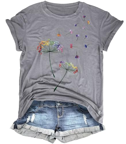 Women's Graphic T-Shirt Dandelion Graphic Tees Nature Hiking Adventure Outdoor Summer Short Sleeves Casual Tees Tops2