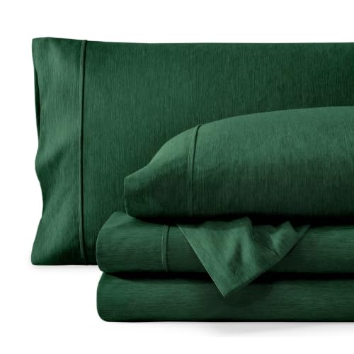 Bare Home Printed Sheet Set (Split King, Heathered Forest Green)