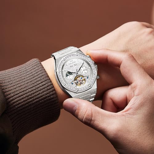 Image of OLEVS Automatic Mens Watches Self Winding Mechanical Business Luxury Dress Wrist Watch Stainless Steel Waterproof Luminous Day Date