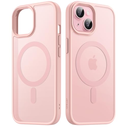 Image of JETech Magnetic Cover Case for iPhone 15 6.1-Inch Compatible with MagSafe, Translucent Matte Back Slim Shockproof Phone Cover (Pink Back) | Compatible with MagSafe, Translucent Matte Back, Slim Shockproof Protection