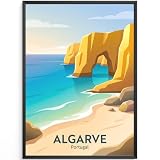 MJ-GRAPHICS® Poster Algarve Klippen Wandbild Grafik blau 
