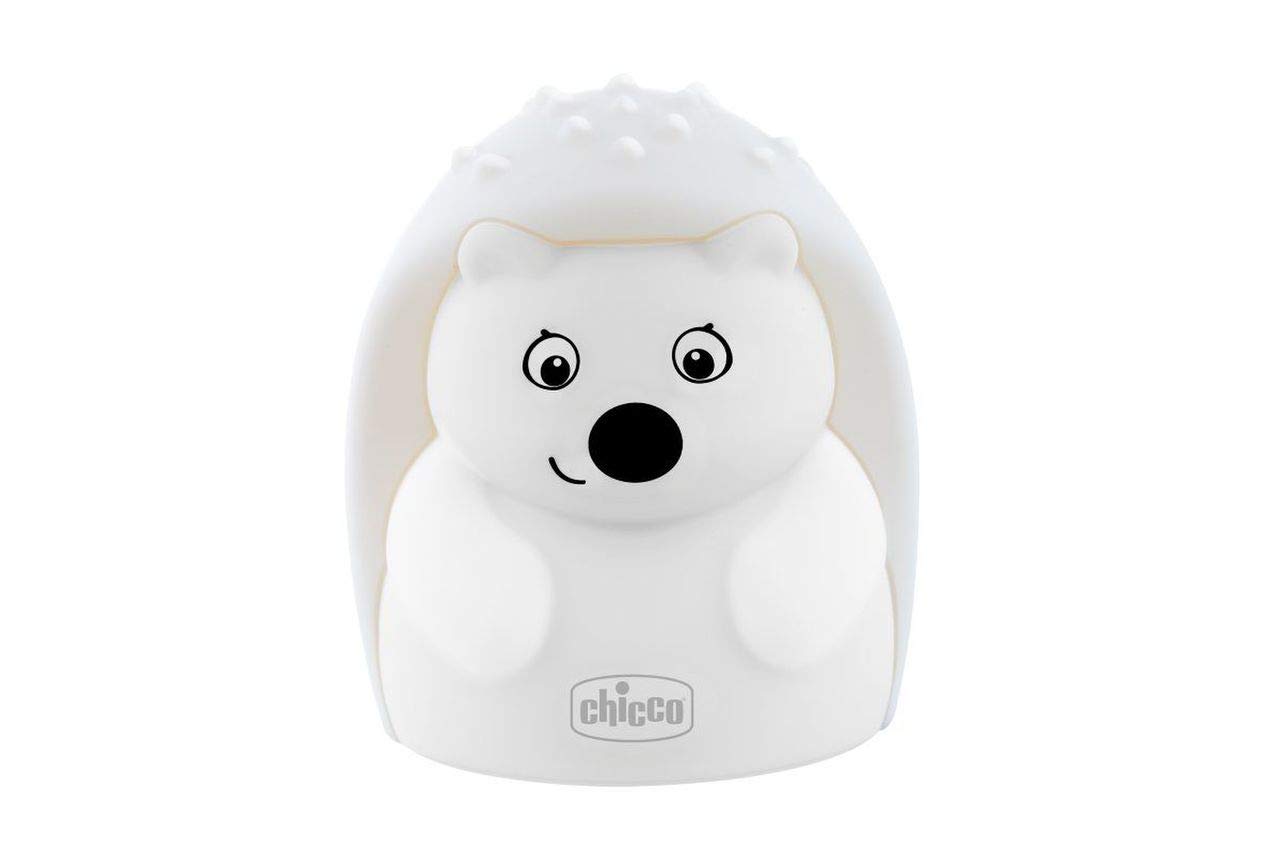 Chicco Luce Notte, Luce Notturna Ricaricabile Per Bambini a Forma Di Simpatico Riccio, Luce Notte Portatile, Morbido Materiale, 8 Luci Multicolore, Cavo USB Incluso, 0 Mesi+