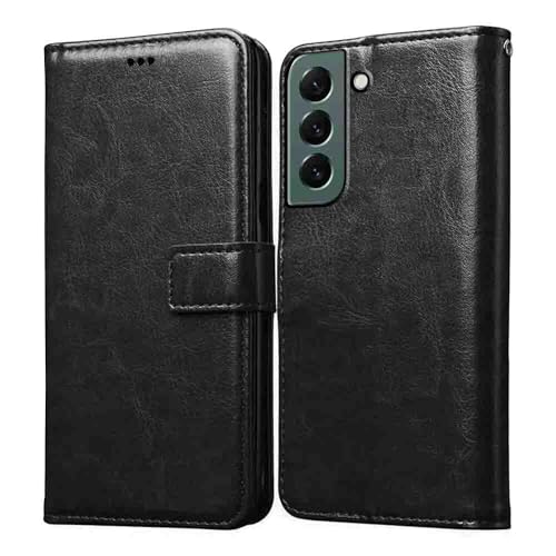 Image of Flip Cover Back Case for Samsung Galaxy S22 5G | Premium Leather Finish | Inbuilt Pockets & Stand | Flip Cover Back Case for Samsung Galaxy S22 5G (Black)