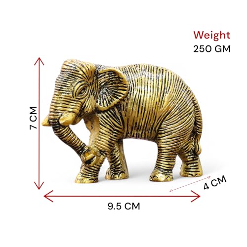 Image of KridayKraft African Elephants Animal Decorative Showpiece Figurine Metal Handcrafed Gold Toned Antique Finish, Home Decor
