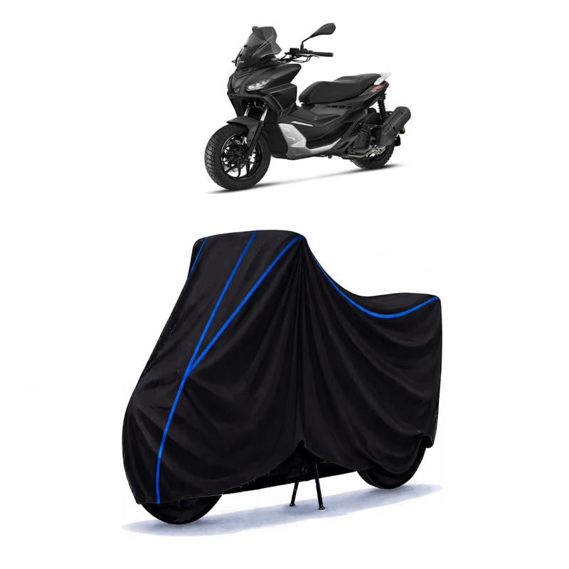 Image of Scooty Cover Water Resistant for Srgt 200 SR GT 200 | Universal Scooter & Bike Cover | Heavy Duty UV Dust, Rain & Scratch Protection | Elastic Fit All Weather Indoor Outdoor | Black with Blue Piping